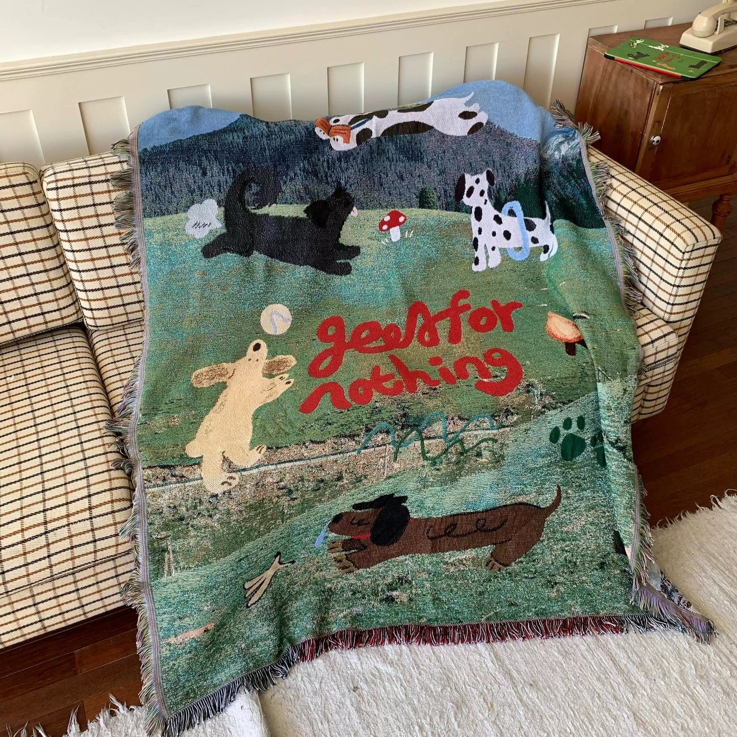 “Plaid Dog” Woven Art Blanket