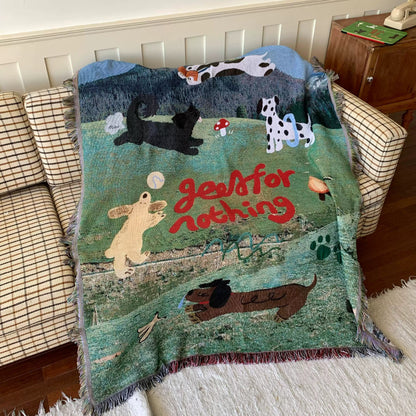 “Plaid Dog” Woven Art Blanket