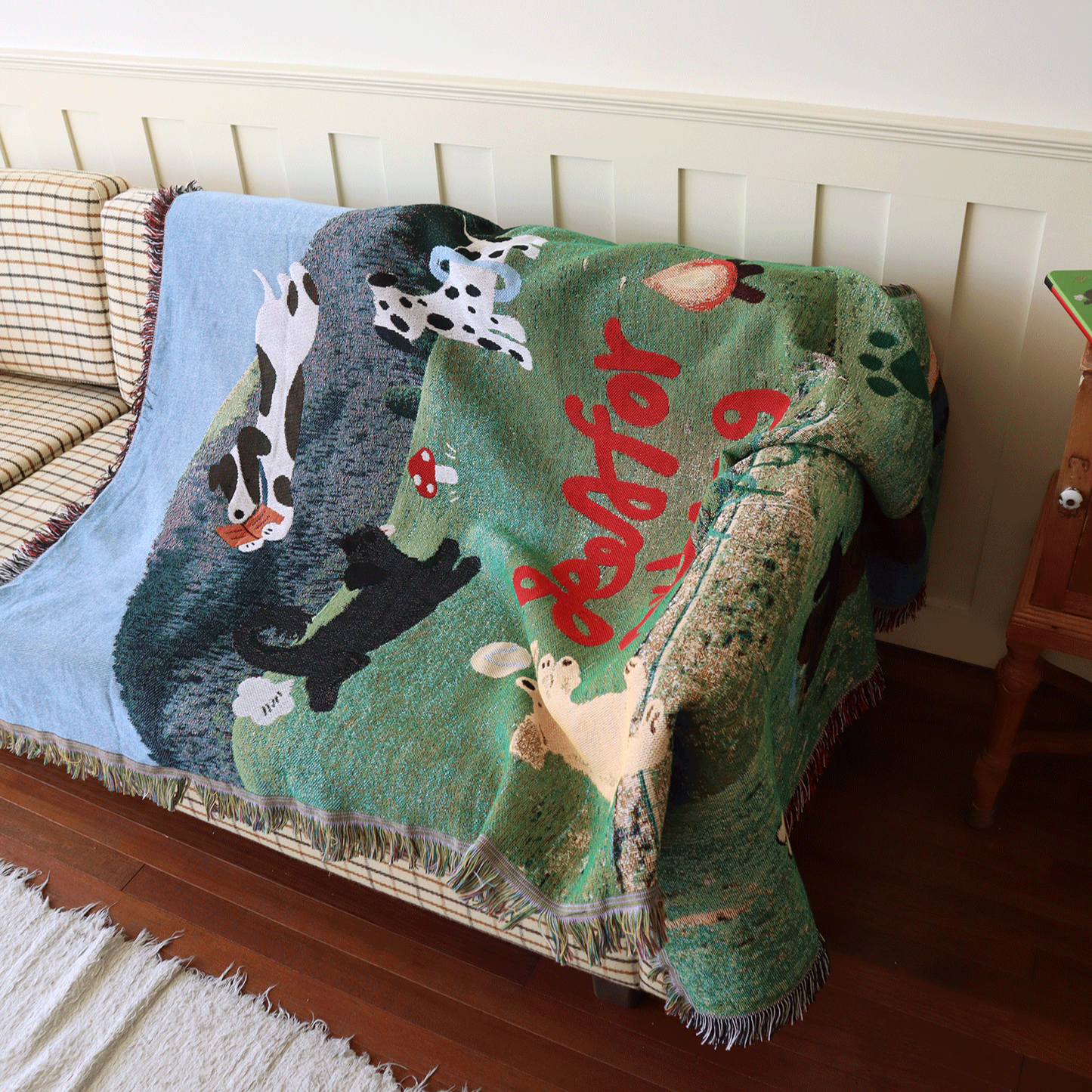 “Plaid Dog” Woven Art Blanket