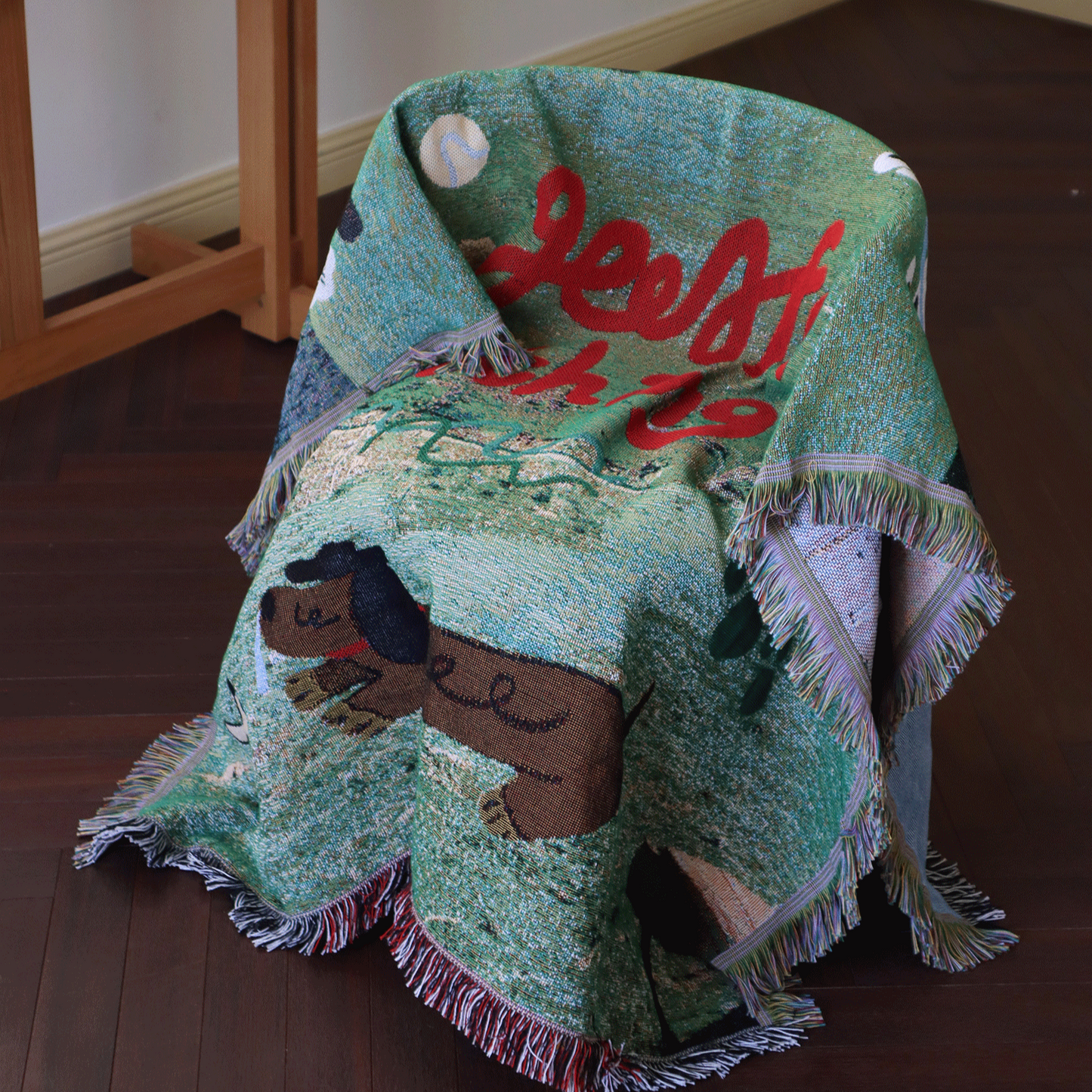 “Plaid Dog” Woven Art Blanket