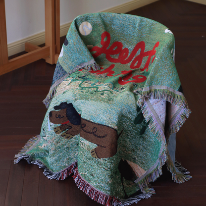 “Plaid Dog” Woven Art Blanket
