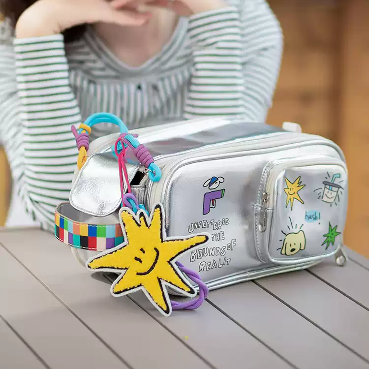 Oversized Silver PU Makeup Pouch with Pockets