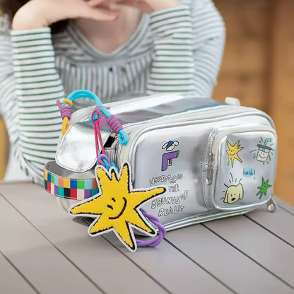 Oversized Silver PU Makeup Pouch with Pockets