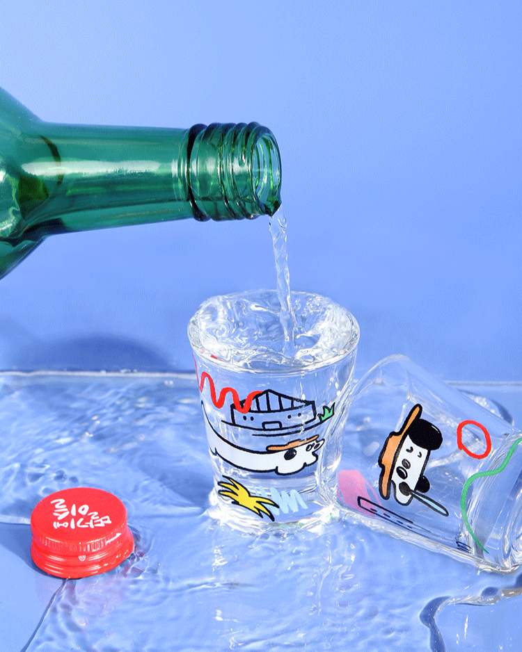 Dog Illustration Glass Cup Gift Set