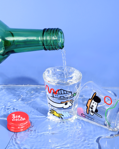 Dog Illustration Glass Cup Gift Set